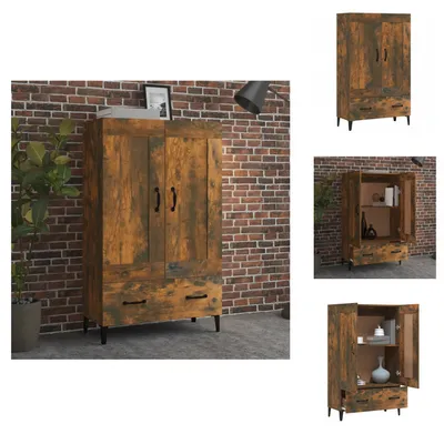Image de vidaXL Highboard chêne fumé 70x31x115 cm Bois composite - Sideboards