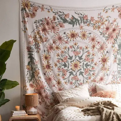 Produktbild von Wandteppich Mandala Blume, Beige, 150x170 cm, für Schlafzimmer