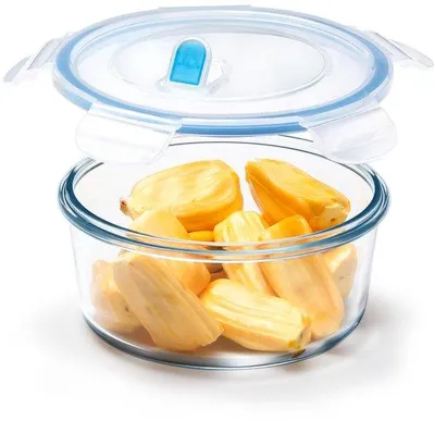 Imagen del producto de Pequeño frasco de vidrio de 0,9 litros con tapa, de forma redonda
