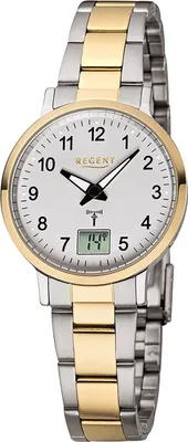 Produktbild von Regent Metall Damen Uhr FR-258 Analog-Digital Armbanduhr gold Funkuhr D2URFR258