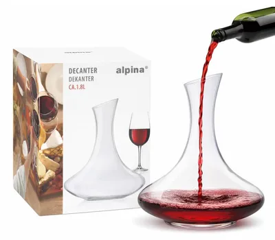 Image de Carafe à vin pour décanter le vin rouge en verre, décanteur à vin, carafe, aérateur de vin, décanteur, volume env. 1778 ml