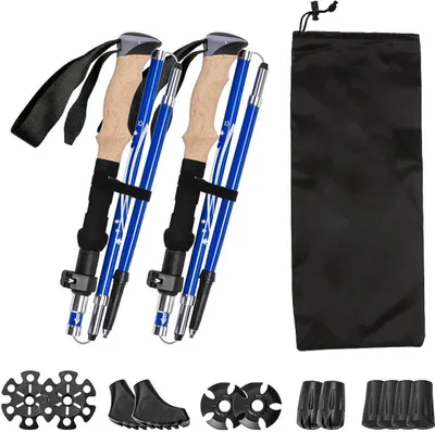 Produktbild von Trekking-Stöcke Ultraleichte Kohlefaser Wanderstöcke,Zusammenklappbar,Tragbar,2PCS