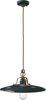 Image de Ferroluce Country Lampe à suspendre en céramique Ø 40cm noire ronde