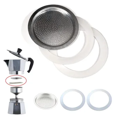 Ersatzdichtungen + Filter für Moka-Kanne, 1/2 Tasse, 3-teilig