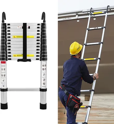 Produktbild von LARS360 Teleskopický rebrík s hákom 3.8M Výsuvný rebrík Viacúčelový rebrík Mechanizmus uzamykania Výsuvný rebrík Stabilný