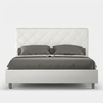 Produktbild von ITYHOME - Gepolstertes Bett mit Bettkasten 160x200 mit Kunstlederbezug Weiß Priya