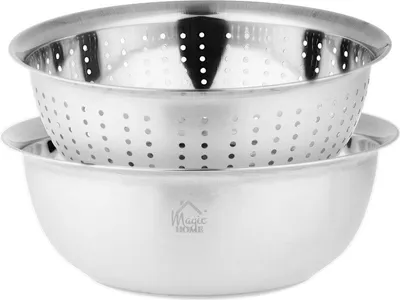 Produktbild von Sieb MagicHome, 26,5 cm, mit Schüssel, runde Löcher, Edelstahl