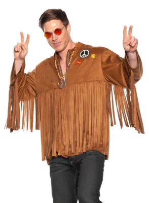 Produktbild von Hippie Hemd mit Fransen - Karneval Faschingskostüm Größe: XXL