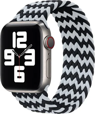 Produktbild von Armband für Apple Watch Series 8 7 6 5 4 3 2 1 - Geflochten Loop Sport Band Ersatzarmband - Schwarz/Weiß - 42mm 44mm 45mm