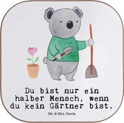 Produktbild von Mr. & Mrs. Panda Holzuntersetzer Gärtner Herz - Weiß - Geschenk, Gärtnerei, Gartenplaner, Coaster, Tassen Untersetzer, für Gläser, Gartenbau, Spruch, Lustig, Tasse