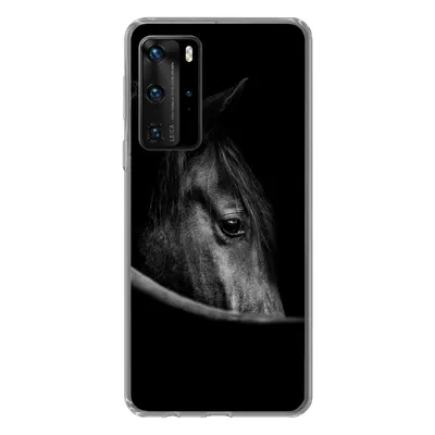 Produktbild von MuchoWow® Handyhülle Schutzhülle Hülle für Huawei P40 Pro Pferde - Porträt - Schwarz - Tiere Silikon Softcase Handy Hülle - Schutz