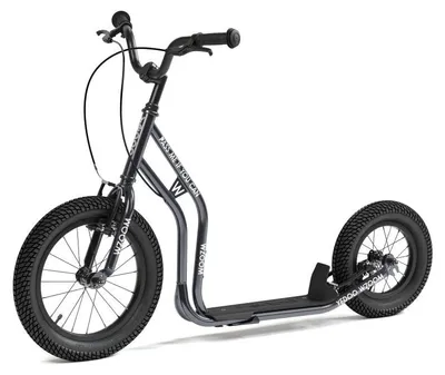 Produktbild von Yedoo Wzoom Kinder Tretroller - für Kinder ab 6 Jahre, ab 120 cm Körperhöhe, mit Luftreifen 16/12 - für Mädchen und Jungen, Höhenverstellbar mit Ständer. Grau
