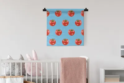 Produktbild von MuchoWow® Wandteppich Wandbehang Tomate - Muster - Blau 60x60 cm Tapisserie Dekoration Wandtuch - Dekorationen - Wand Decke