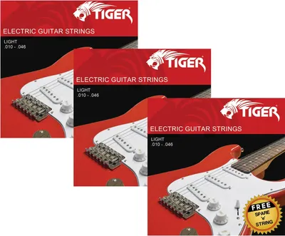 Productafbeelding van TIGER E-gitaar snaren – set van 3, lichte set (10–46)