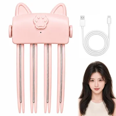 Produktbild von Locken Haarspange mit Wärme, kabelloser Ansatz Volumen Styler mit PTC Heizung, USB Akku, 3 in 1 Haarstyler für Locken, Glätten und Volumen