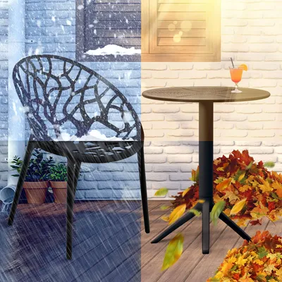 Zdjęcie produktu dla Zestaw mebli ogrodowych Hoscana - okrągły stół z 2 krzesłami | Kolor: czarny | Wymiary: 70x70x80 cm