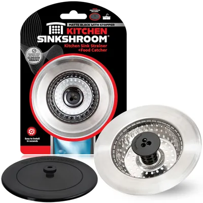 Productafbeelding van SinkShroom: Revolutionair, verstopingsvrij spoelbakzeefmandje met afvoerplug, roestvrij staal, wit