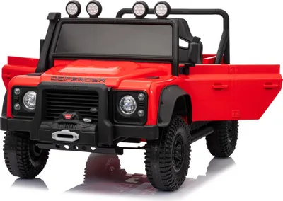 Immagine prodotto di Veicolo elettrico per bambini Land Rover Defender 110 SVX 12V, rosso, trazione 4X4, luci a LED, sospensioni sulle ruote anteriori e posteriori, telecomando a 2,4 GHz, ingresso USB/AUX, Bluetooth, batteria al litio, motore 4 x 25W, licenza ORIGINALE