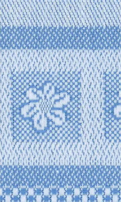 Produktbild von Küchenhandtuch „Blume“ Jacquardmuster mit Stickbordüre in Aida für Kreuzstich zum Besticken, 50x70cm, 757542, blau