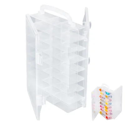 Produktbild von 48 Fach Aufbewahrungsbox doppelseitig,Transparente Kunststoff Box,Für Nähgarn, Schmuck und Bastelzubehör