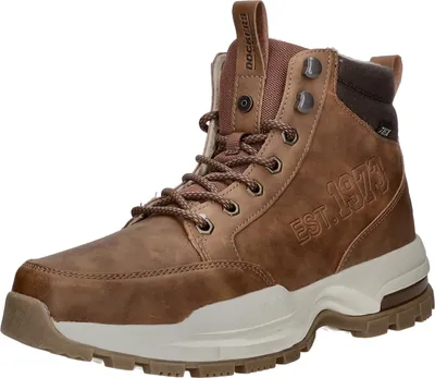 A single brown boot is shown against a white background.