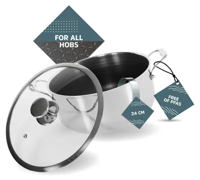 Kochtopf mit Deckel Ø 24 cm, 5 L, Antihaft, für Induktion