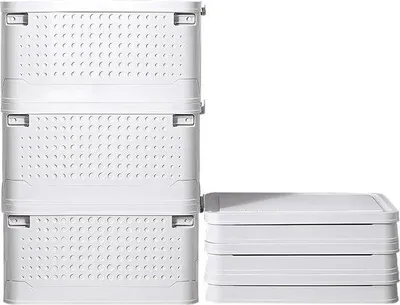Produktbild von Famanu Aufbewahrungsbox 45L - Faltbare, stapelbare Box mit Deckel, Rollen und Griffen