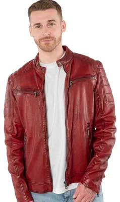 Produktbild von Mauritius - Herren Lederjacke Bikerjacke Lammnappa rot : 3XL