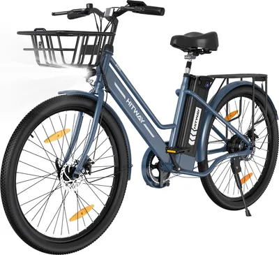 Produktbild von HITWAY E Bike mit vorderer Korb Damen Herren 36V 8.4AH 26 Zoll Elektrofahrräder Pedelec Citybike mit Fahrradpumpe und Fahrradschloss mit 250W Motor