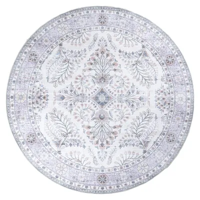 Zdjęcie produktu dla Dywan zewnętrzny vintage okrągły - Santo Flora Biały