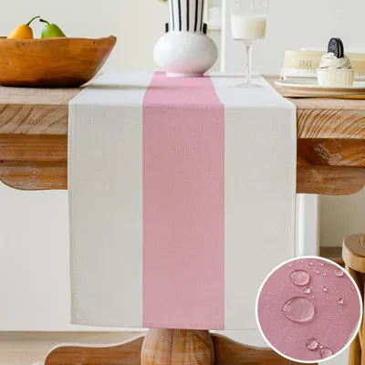 Produktbild von Tischläufer Wasserabweisend Leinen Rosa 33 x 120 cm