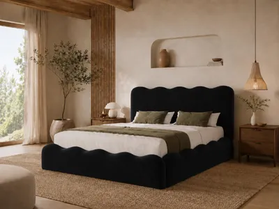 Produktbild von Emlar Polsterbett Bora 200x200 cm - Bett mit Bettkasten & Lattenrost - Velvet-Stoff - Doppelbett mit Stauraum Schwarz (Magic Velvet 2219)