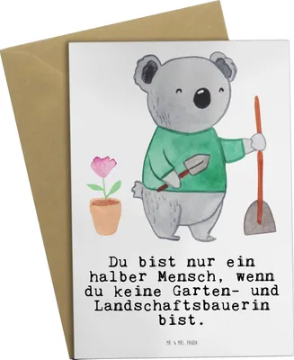 Produktbild von Mr. & Mrs. Panda babykarte Garten- und Landschaftsbauerin Herz - Weiß - Geschenk, glückwunschkarten, kommunionskarte, Gärtnerei, Witzig, weihnachtskarten, Gartenbau