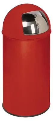 Produktbild von Klassischer Abfallsammler mit Einwurfklappe & Inneneinsatz | 35 Liter, HxBxT 74x35x35cm | Verzinkter Stahl | Rot