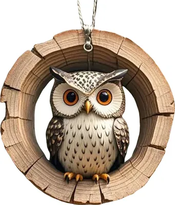 Produktbild von Tier-Weihnachtsornament, 2D-Acryl, Cartoon-Waldtier, Weihnachtsbaum-Hängedekoration für die Feiertage und Heimdekoration