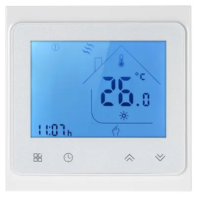 Obrázek produktu pro 16A Programovatelný elektrický termostat pro podlahové vytápění Regulátor teploty Dotykový LCD displej s podsvícením Funkce hlasového ovládání