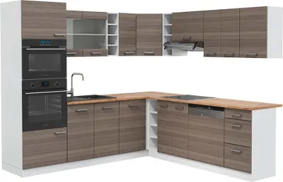Produktbild von Eckküche Vicco R-Line Edelgrau 247 x 60 cm , AP Eiche, Model 42420