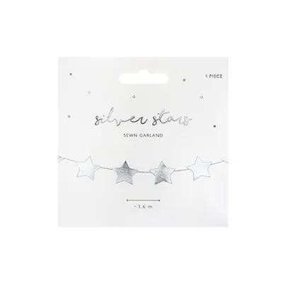 Obrázok produktu pre Girlanda Hviezdy 3,6m, strieborná Party Deco