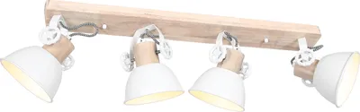 Immagine prodotto di Mexlite - faretto - Gearwood - bianco - metallo legno di gomma - faretto a superficie - E27 - 2729W
