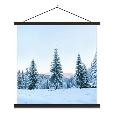 Produktbild von MuchoWow® Textilposter Winter - Schnee - Bäume 60x60 cm mit schwarzem Rahmen - Posteraufhänger