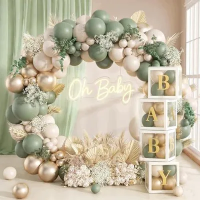 Zdjęcie produktu dla Dekoracje baby shower chłopiec dziewczynka zestaw balony serwetki