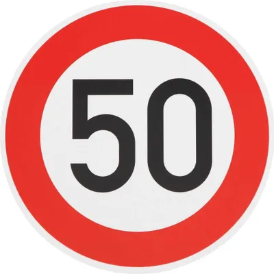 Produktbild von ORIGINAL Verkehrzeichen 50 KM/H Schild Nr. 274-50 RA1 Verkehrsschild Straßenschild Straßenzeichen Metall zum 50. Geburtstag Geburtstagsschild 42 cm Metall mit Folie-Typ1