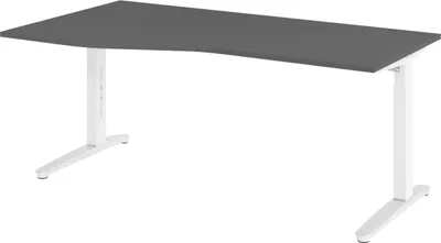 Produktbild von bümö Schreibtisch Serie-XB - Nachbildung: Graphit, Größe:  180 x 100 cm, Gestell: Weiß/Alu poliert