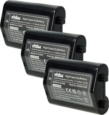 Produktbild von vhbw 3x Akku kompatibel mit Nikon D3, D3X, D2H, D2X, D2Hs, F6, D2Xs Kamera (2000 mAh, 11,1 V, Li-Ion)
