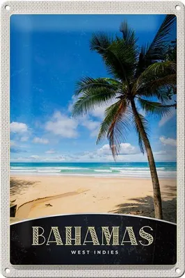 Produktbild von Blechschild Reise 20x30cm Bahamas West Indien Strand Palme