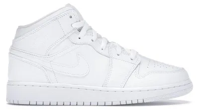 Produktbild von Jordan 1 Mid Triple White Tumbled Leather (GS) - EU 38.5
