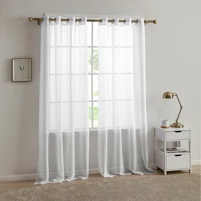 Obrázek produktu pro sada 2 průsvitných voálových záclon s očky Průhledná optika Záclona z voálu Polyester Eyelet Scarf Transparentní obývací pokoj Okenní šála pro ložnici (140*220cm , bílá)