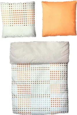 Produktbild von Baumwolle Satin Bettwäsche punkte orange weiß 155x220 80x80: 2 tlg.