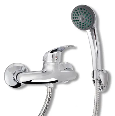 Produktbild von Duscharmatur Set Chrom, Einhebelmischer mit Handbrause, 1,4 m Edelstahlschlauch, Wandmontage