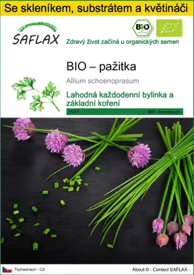 Obrázek produktu pro SAFLAX Kultivační sada - BIO – pažitka - Allium schoenoprasum - 250 Semena - S mini skleníkem, pěstebním substrátem a 2 květináči